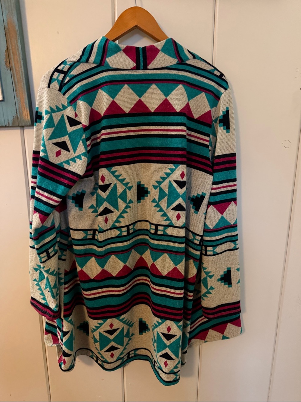Cezanne 1X Southwestern Aztec Geometric Open Front Cardigan